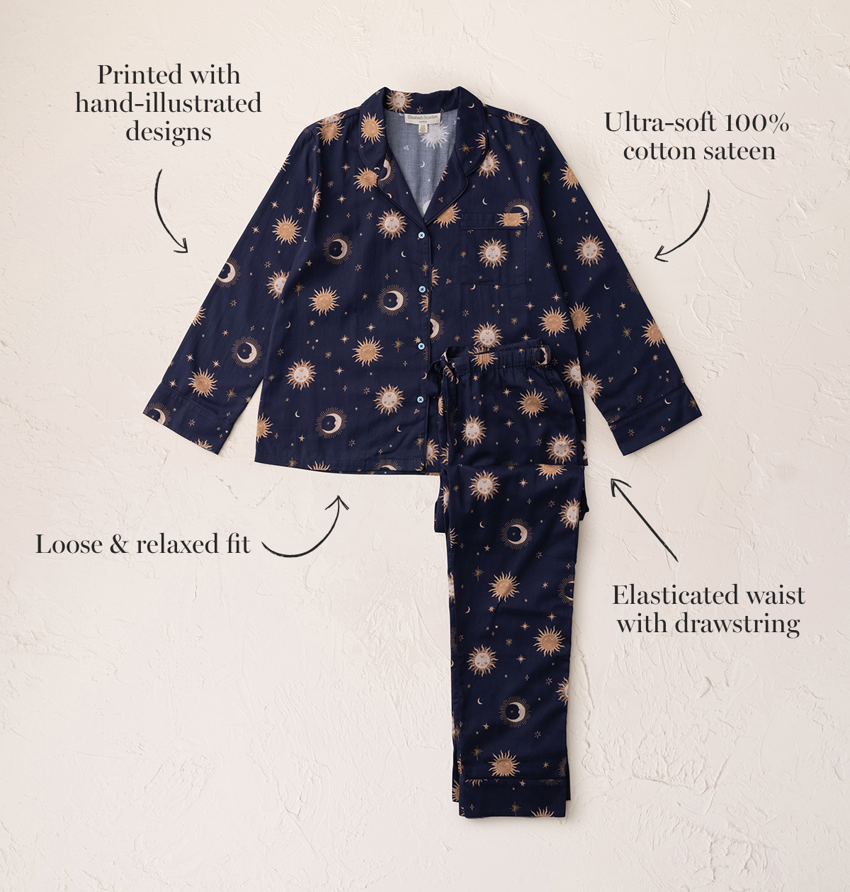 Cotton Sateen Celestial Pajamas