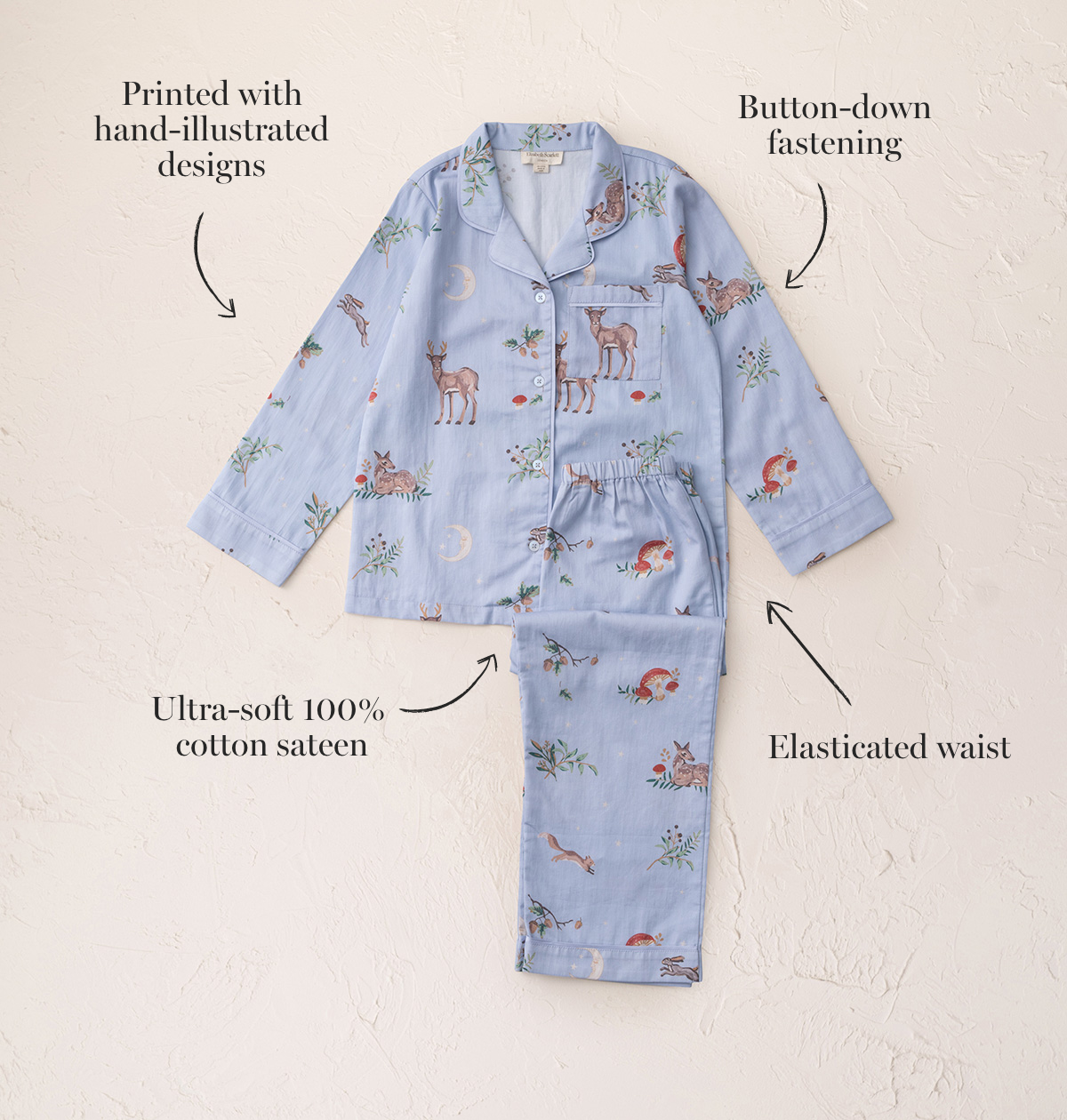 Kids' Cotton Sateen Enchanted Woodland Pajamas
