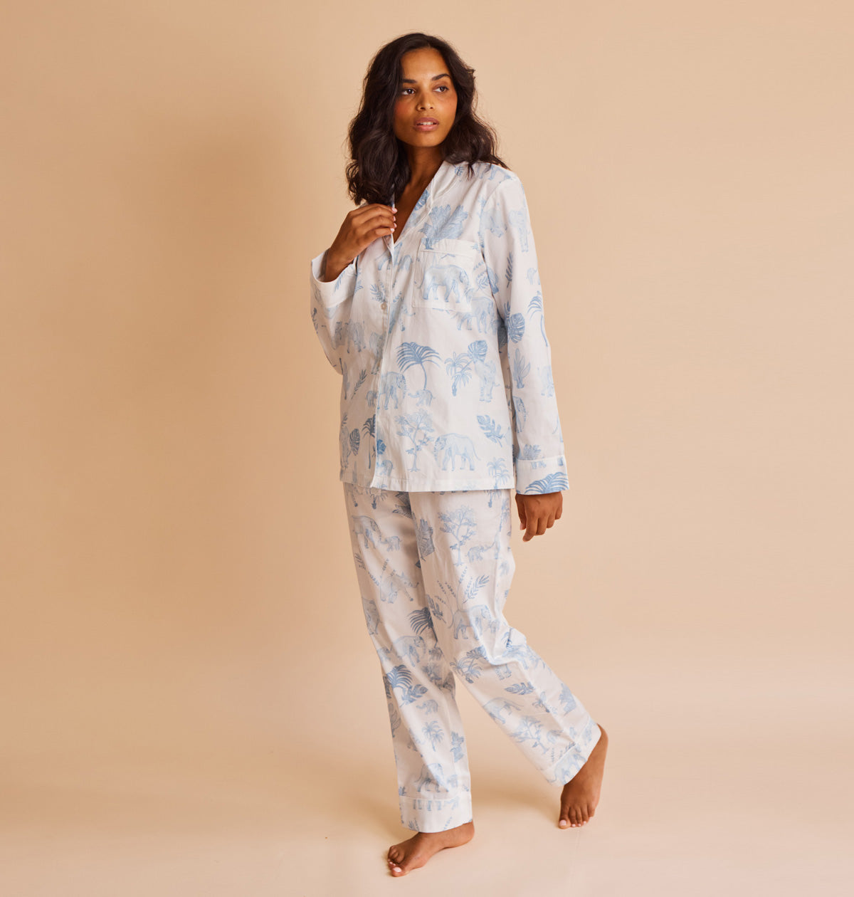 Cotton Sateen Elephants Pajamas