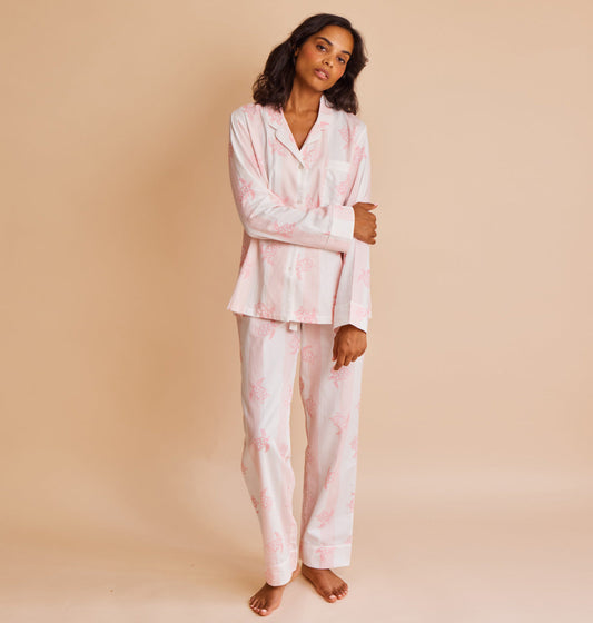 Cotton Sateen Turtle Stripe Pajamas