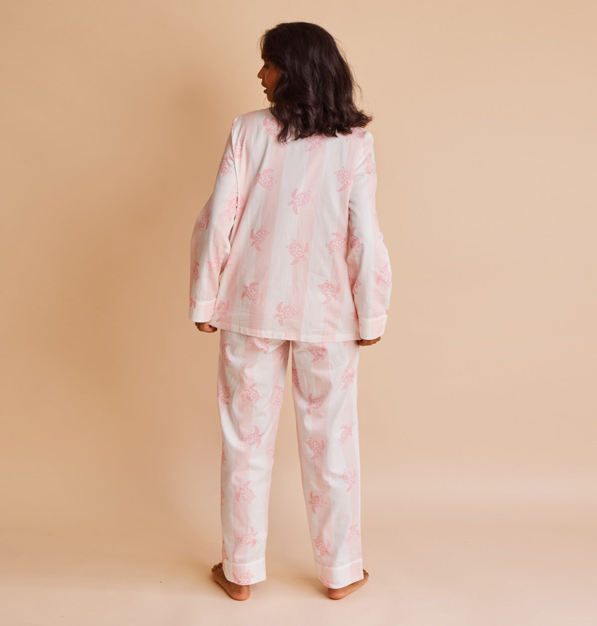 Cotton Sateen Turtle Stripe Pajamas